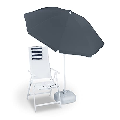 Relaxdays Sun 180 cm, 8 Polyester Ribs, Tilt Function, Garden Umbrella