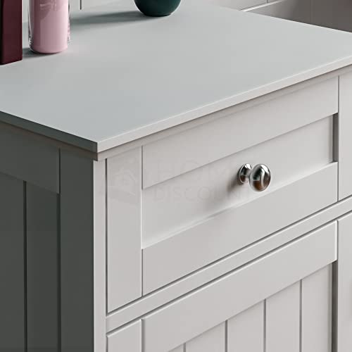 Bath Vida 1-Door 1-Drawer Floor Standing Cabinet Drawer/Unit Storage Bathroom Cupboard, Wood, White