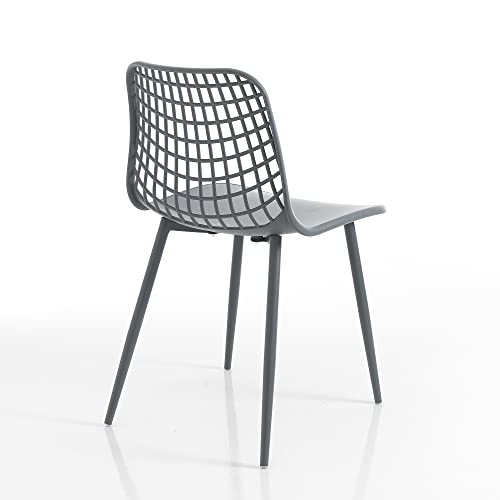 Oresteluchetta Set of 4 Chairs Indoor/Outdoor, Polypropylene Alloy Steel, Grey, cm. H.80 x L.46 x P.55
