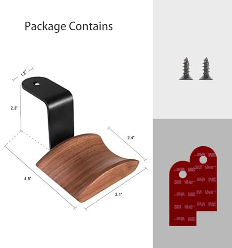 Headphone Hanger Holder Wall Mount,Headset Stand Hook Under Desk Walnut Wood Earphones Hanger for Over-ear Headphones(Walnut-Z)