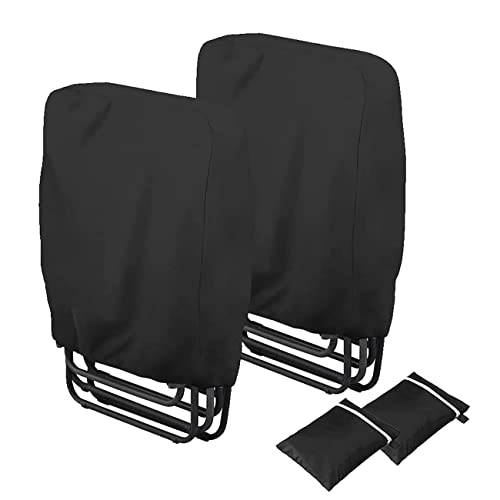 panthem Folding Reclining Chair Cover Waterproof, 2 Pack 210D Oxford sunlounger Deck Sunbed Sun Lounger Covers with Bag, Foldable Garden sun loun