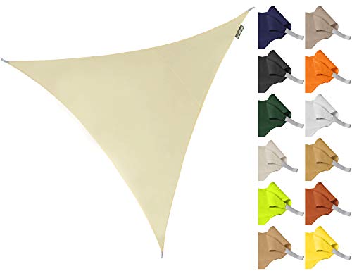Kookaburra 2m Triangle Water Resistant Garden Patio Sun Shade Sail Canopy 96.5% UV Block with Free Rope (Ivory)
