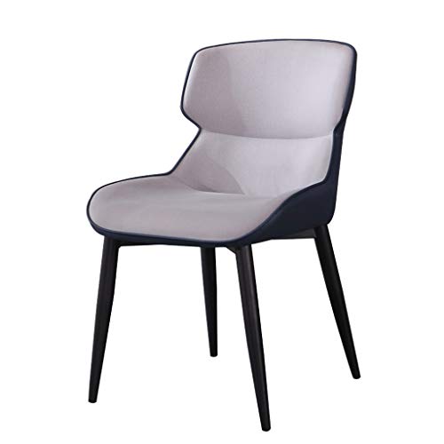 Modern Kitchen Dining Room Chairs Front Cloth Back Leather Dining Chair With Black Metal Legs Backrest Chair Kitchen Living Room Lounge Counter C