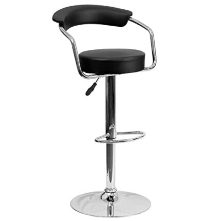 DINGZZ Black Vinyl Adjustable Height Barstool with Arms and Chrome Base Dining Chairs Bar Stools (Color : 3-pack, Size : Light Grey)