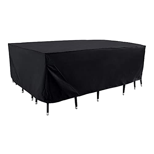 FOUNDOVE Garden Table Covers Waterproof Rectangular, Patio Furniture Covers with Windproof and Anti-UV design, Protective Cover for Garden Table