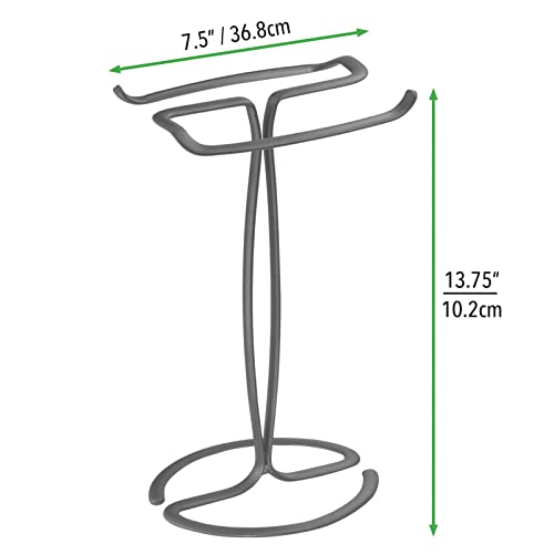 mDesign Standing Towel Rack – 2-Sided Small Towel Stand for Handtowels and Facecloths – Bathroom Towel Rack for Storing and Drying Towels – Graph