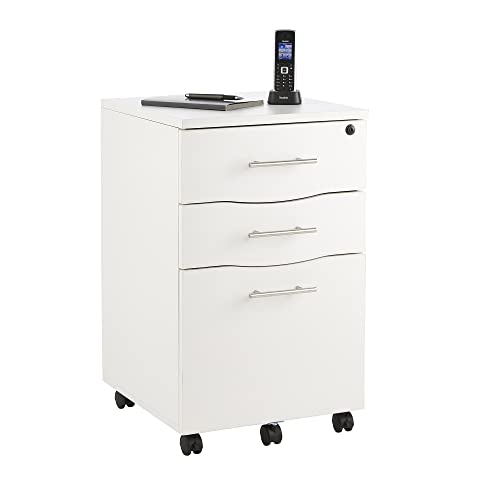 MMT Furniture Designs Ltd Under Desk 3 Drawer Pedestal, Wood, White