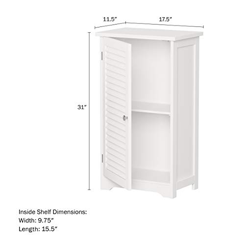 Lavish Home Bathroom Floor Cabinet-Free Standing Storage Cupboard, Medium, White