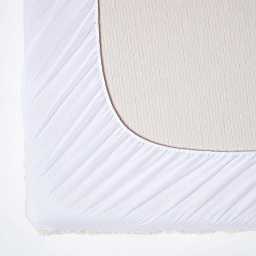 HOMESCAPES 160 x 200 cm Euro King Size Deep Quilted Fleece Mattress Topper 320 GSM Super Thick Protector with Cosy Teddy Sherpa Top 30 cm Deep St