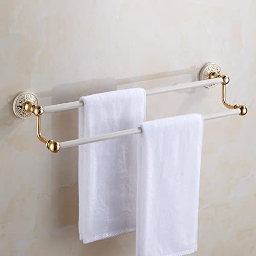 HIGOH Towel Racks, Towel Rail for Bathroom,Double-Bar Hand Towel Holder, and Hand Towel Holder,Towel Bar,Space Aluminum European Bathroom Hardwar