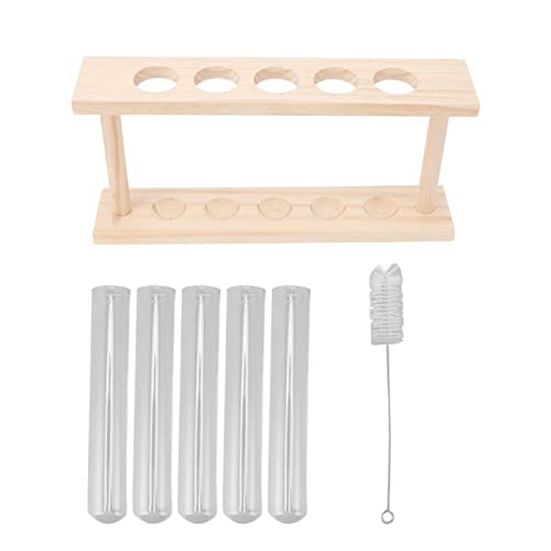 GLOGLOW Plant Propagation Stations, Wooden Stand Plant Terrarium Modern Flower Bud Vase Desktop Plant Holder with 5 Test Tube for Hydroponic Plan