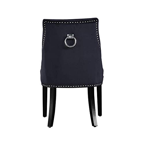 P&N Homewares - Windsor Chair - Black | Tufted Velvet Fabric | Door Knocker | Studded | Dining Chair | Upholstered Accent Side Chair | FREE NEXT