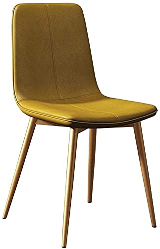 Kitchen Dining Chairs Metal Legs Backrest Chairs PU Cushion Reception Chair Leisure Coffee Chair (Color : Yellow, Size : Black legs)