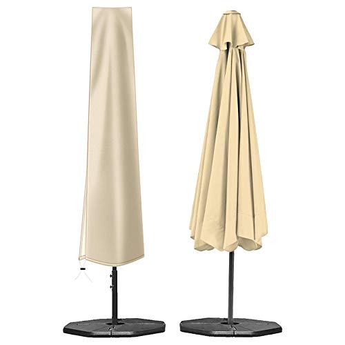 OKPOW Parasol Cover Waterproof - 600D Heavy Duty Garden Parasol Cover Fit for 2.5m 2.7m 3m Large Outdoor Umbrella - Anti-UV Windproof Patio Umbre