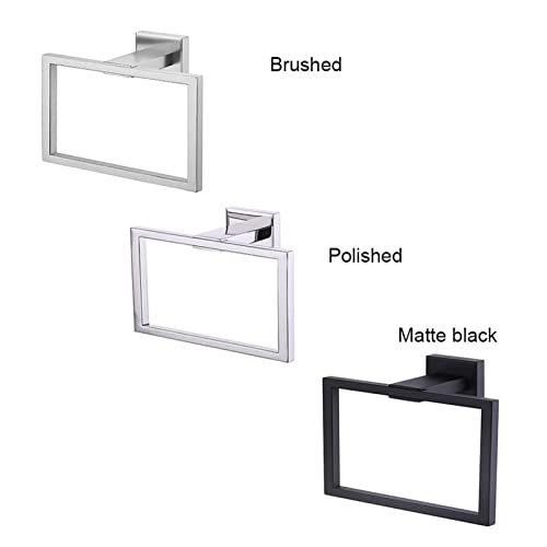 Towel Ring Wall Mounted Square Style Stainless Steel Bath Towel Holder Rack Towel Hanger for Kitchen Hotels Bathroom Toilet (Color : Matte Black)