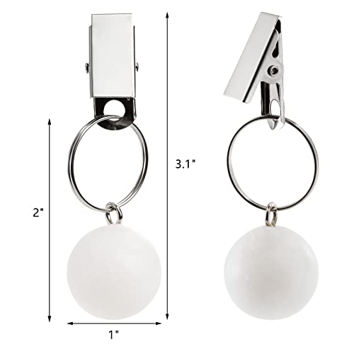 Frcctre 8 Pack Tablecloth Weights, White Marble Ball Shape Table Cover Weights Hangers with Metal Clips, Pendant Stone Tablecloth Weights for Out