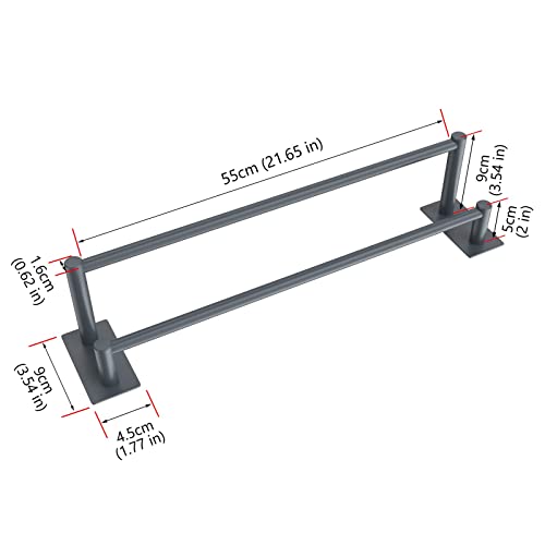Towel Rail, No Drilling Bathroom Towel Rail Self Adhesive Wall Mounted Double Hand Towel Holder Made of 304 Brushed Stainless Steel for Bathroom