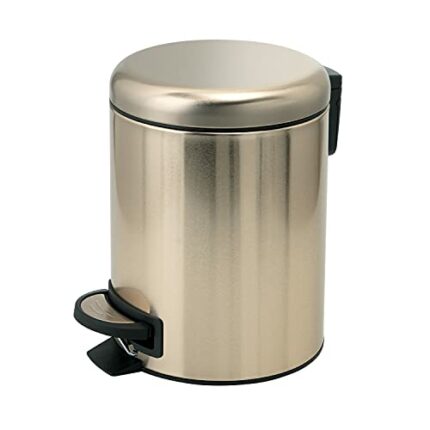 Gedy G-Potty Bathroom Bin Gold 3 L, Measurements: 25.1 x 17.4 x 22.6 cm, Stainless Steel and Polypropylene, Bathroom Basket with Soft Close Closu