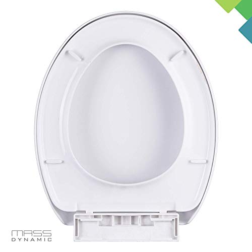 Mass Dynamic Soft Close Toilet Seat with Quick Release for Easy Cleaning Toilet Seats, Easy Top Fixing with Adjustable Hinges, Standard Oval Toil