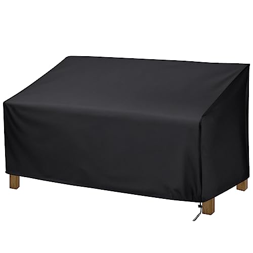 Garden Bench Cover 3 Seater Outdoor Waterproof Long Chair Cover 420D Oxford Fabric Patio Furniture Cover with Drawstring Cord and Storage Bag Bla
