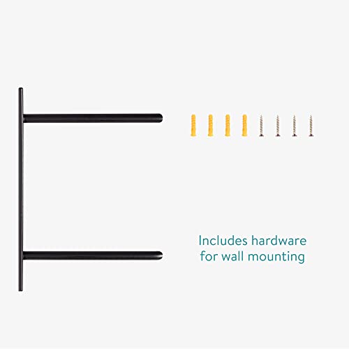 Navaris Black Towel Rail - 42x14x11cm Wall Mounted 2-Rail Towel Rack - Double Rail Towel Drying Rack - Metal Holder for Towels in Bathroom or Kit