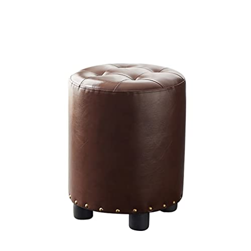 LUKEO Small Stool, Household Living Room Sofa Stool, Solid Wood Leather Pier Stool, Household Round Stool (Color : 3-pack, Size : Talla �nica)