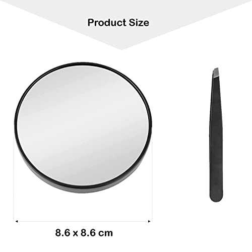 SAMTEK Magnifying Mirror with Tweezer, 20X Magnification Mirror with Suction Cup Makeup Mirror Round Magnifying Makeup Vanity Mirror Use for Make