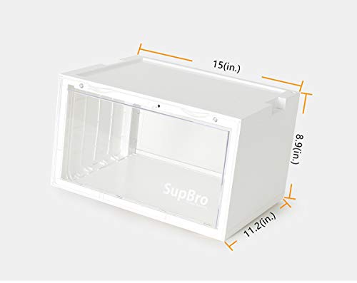 SupBro Led Collection Crate - Voice Control - Easy Access Storage Shoes box, Stackable Shoe Storage with clear plastic door for sneakers (11.2 x