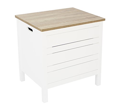 House & Homestyle Hertford Laundry Bin, Washing Basket with Hinged Lid, Home Cabinet Box Storage Solution, Declutter Your Bathroom or Bedroom - W