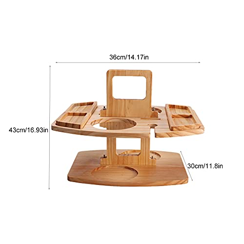 Fiacvrs Portable Wine Picnic Table, 2 in 1 Folding Wooden Outdoor Picnic Snack Table Tray, Picnic Camping Table Beach Table for Backyard Entertai