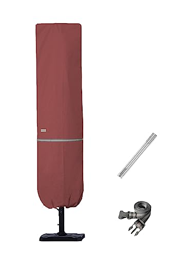 Patio Umbrella Cover with Rod for 7 to 11 Ft Umbrellas & 15 Ft Double-Sided Umbrellas, Protective Waterproof Cover with Zipper, Beige