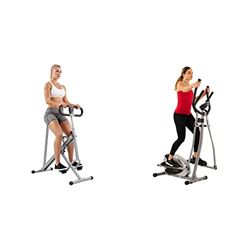 Sunny Health & Fitness Legacy Stepping Elliptical Machine, Total Body Cross Trainer with Ultra- Quiet Magnetic Belt Drive, Low Impact Exercise Eq