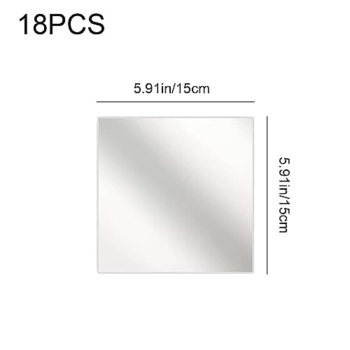 PengLAI Wall Mirror Bathroom Mirror,18 Pcs Flexible Mirror Sheets Self-adhesive Plastic Mirror Tiles Wall Adhesive Mirrors for Home Decoration (5
