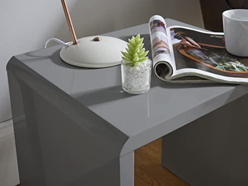 House & Homestyle Set of 2 Side, High Low Nesting Cube Inspired End Tables for Living Room, Bedside, Office or Lounge, 50cm-Grey Gloss, One Size