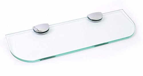 BSM Marketing Glass shelf with curved corners 3 sizes 300mm 400mm 500mm and 3 colours Clear White Black Bathroom Kitchen Bedroom (400mm x 100mm,