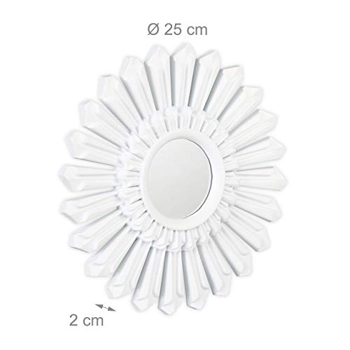Relaxdays Sunburst Decor Mirror, Set of 3, Round Hanging Mirror, Plastic Frame, Ø 25 cm, White 10025715_49