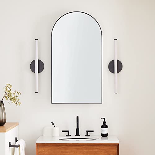 EGHOME Brushed Gold Arched Recessed Bathroom Medicine Cabinet with Mirror Stainless Steel Metal Framed Rectangular Bathroom Cabinet with Mirror 1
