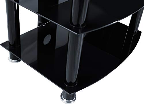 Homeology Galago 5-Shelf Premium Gloss Black Glass with Black Legs AV Rack