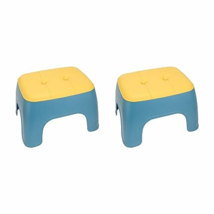 2 Pack Stackable Stools, Step Stools for Bathroom, Balcony, Living Room, Strong Bearing Stool for Adults, 13x10.2x8.1 Inch(Yellow and Blue)