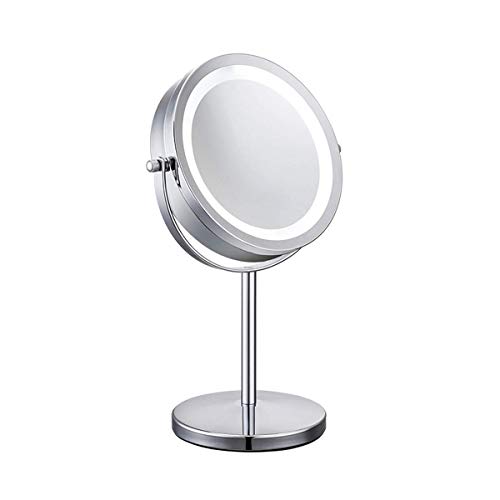 Meowoo Magnifying Mirror 10x, Illuminated Makeup Mirror With Lights, Double Side, 360°Rotation, 7 Inch Led Mirror for Table