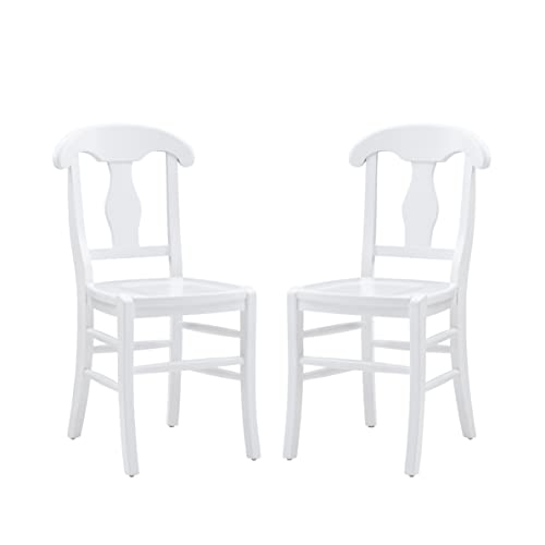 Linon Waurd White Fully Assembled Set of 2 Side Chairs, Solid Beechwood, Dining Height