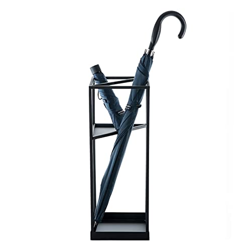 NMDCDH Umbrella Stand Modern Black Long Short Umbrella Holder, Creative Geometric Canes Golf Clubs Stand with Drip Tray, for Home Hotel Hallway E