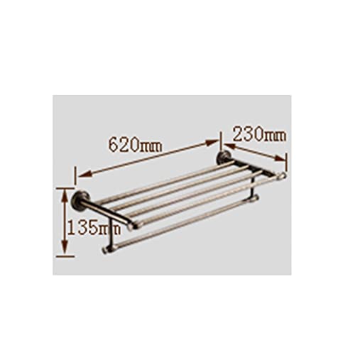 HIGOH Towel Racks,Bathroom Towel Rack Wall Mounted Towel Holder,All Copper Towel Rack,Bronze Bathroom Rack,Wall-Mounted Hardware European Retro B