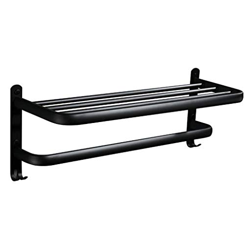 RSOCHS Shelf for Bathroom Bathroom Towel Rack, Towel Shelf with Double Bar, Rustproof 304 Stainless Steel Wall Mount Holder, Brushed