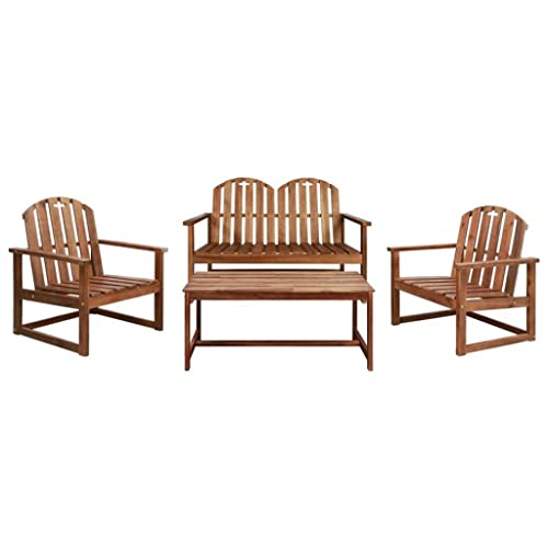 DLOETT 4 Piece Outdoor Lounge Set Solid Acacia Wood Outdoor Furniture Garden Set Acacia wood with an oil finish