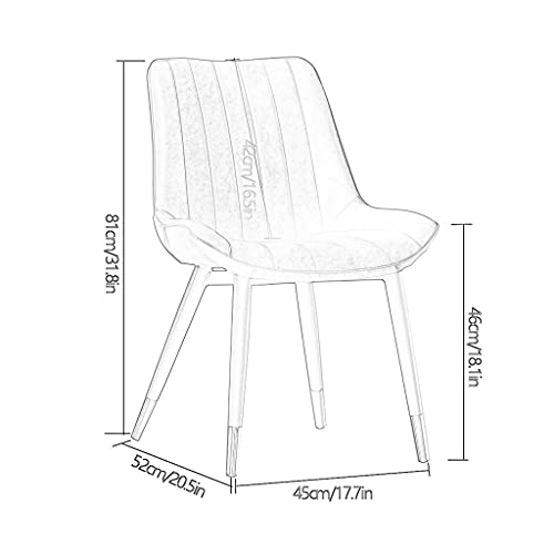 Modern PU Leather High Back Padded Soft Seat Metal Legs Office Living Room Counter Lounge Dining Chair (Color : Brown)