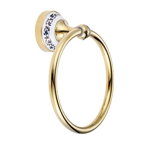 HIGOH Towel Racks,Towel Holder Bath Towel Holder, Bathroom Hand Towel, Ceramic Base Towel Hook Holder, Wall Mount Rack Blue & Porcelain Stainless