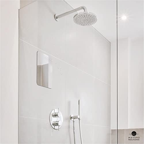 Mavoro Shaving Mirror for Shower - 3M Adhesive Shower Mirror. 7x9in Acrylic Mirror, Unbreakable Mirror with Less Fogging. Sleek Frameless Mirror.