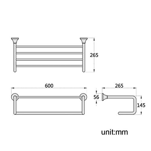 HIGOH Towel Racks,Bathroom Towel Rack Wall Mounted Towel Holder,Bathroom Brass European Antique Retro Bath Towel Rack,Extended Wall Mount Shelf,T