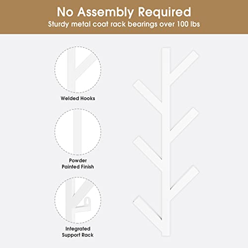 RRG Vertical Coat Rack Wall Mounted, Metal Vertical Hat Rack for Wall, Modern Wall Coat Tree for Hats, Jackets, Bags, Entryway Bedroom